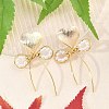 Brass ABS Plastic Pearl Dangle Stud Earrings EJEW-U040-20G-2