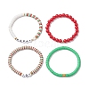 4Pcs 4 Style Polymer Clay Heishi Surfer Stretch Bracelets Set BJEW-TA00269-1