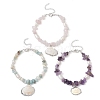 3Pcs 3 Style Natural Shell Charm Bracelets Set BJEW-TA00396-1