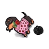 Dachshund in Heart Sweater with Rose Flower Enamel Pins JEWB-Z049-03EB-02-3