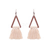 Wood and Cotton Dangle Earrings WG53E25-04-1