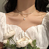 Alloy & Plastic Imitation Pearl Double Layer Necklaces WG1127D-01-3