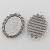 Tibetan Style Antique Silver Alloy Flat Oval Pendant Cabochon Settings LS-TIBEP-M022-58AS-2