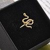 Snake 304 Stainless Steel Open Cuff Ring for Women RJEW-M049-02G-2