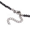 Faceted Round Natural Black Spinel & Lava Rock Beaded Necklaces NJEW-JN05128-5