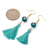 Evil Eye Lampwork & Tassel Earrings EJEW-JE05592-04-3