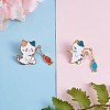 2Pcs 2 Style Cat and Fish Enamel Pin JEWB-SZ0001-76-3