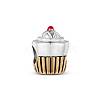 TINYSAND Rhodium Plated 925 Sterling Silver Birthdays Cupcake Charm European Beads TS-C-002-1