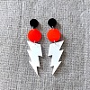 Flat Round with Lightning Bolt Acrylic Dangle Stud Earrings FS-WG93F7F-02-1