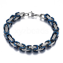 Ion Plating(IP) Two Tone 201 Stainless Steel Byzantine Chain Bracelet for Men Women BJEW-S057-94A