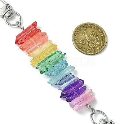 Dyed Colorful Natural Quartz Crystal Chakra Prism Link Bag Extender Chains FIND-JF00145-1