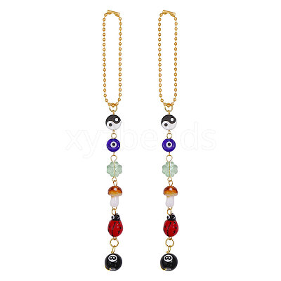 2Pcs Glass Car Pendant Decorations AJEW-GL0003-28-1