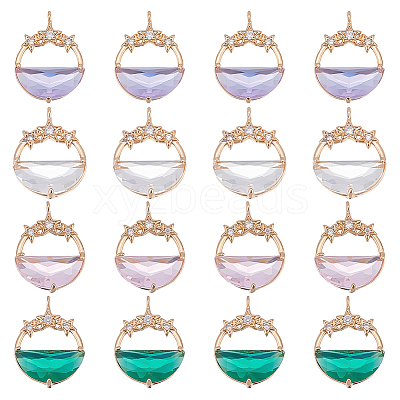 16Pcs 4 Colors Glass Pendants GLAA-GA0001-32-1