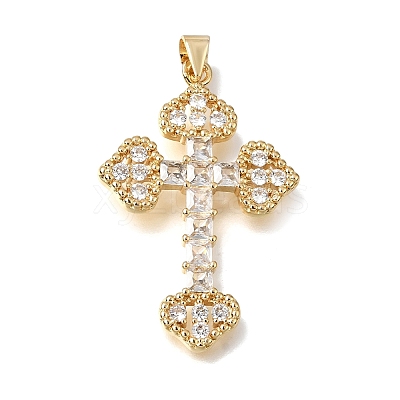 Brass Micro Pave Clear Cubic Zirconia Pendants CU-CBA9883-05J-G-1