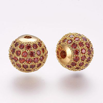 Brass Micro Pave Cubic Zirconia Beads ZIRC-G092-23G-03-1
