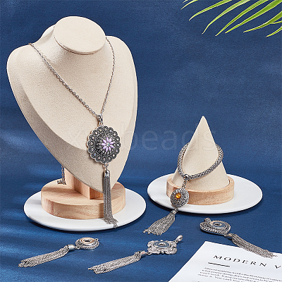 5Pcs 5 Style Interchangeable Alloy Snap Button Necklace Making FIND-NB0003-50-1