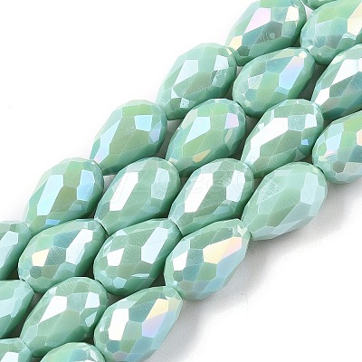 Opaque Solid Color Electroplate Glass Beads Strands EGLA-N013-P10mm-B14-1