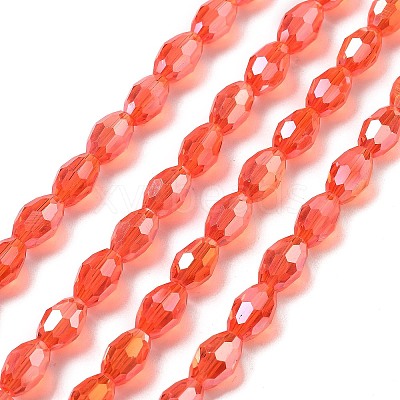 Transparent Electroplate Glass Beads Strands EGLA-A037-T6x8mm-B09-1