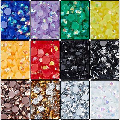 2 Boxes 2 Colors Pointed Back Resin Rhinestone Cabochons MRMJ-OC0003-04-1