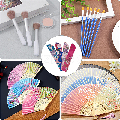 8Pcs 4 Styles Silk Cloth Floral Print Chinese Folding Fan Storage Bags ABAG-CY0001-06-1