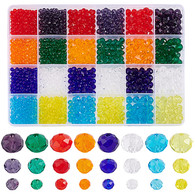 1440Pcs 24 tyle Glass Beads Strands EGLA-GO0001-09-1