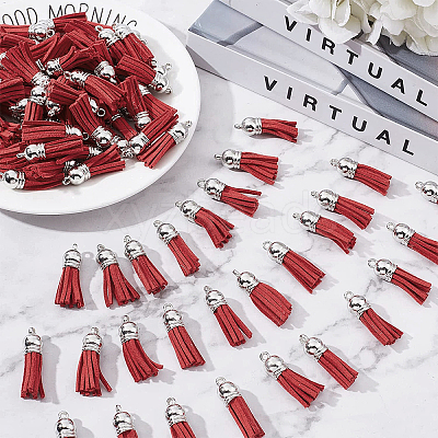 100Pcs Faux Suede Tassel Pendant Decorations FIND-SC0002-29A-1