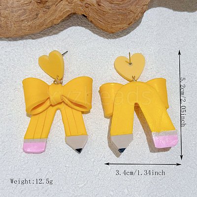 Handmade Polymer Clay & 304 Stainless Steel Stud Dangle Earrings WG2B9E4-01-1