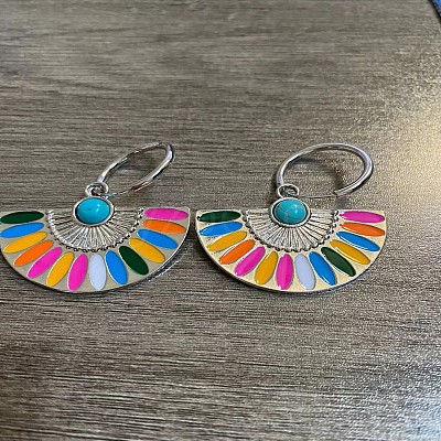 Alloy Enamel Fan Hoop Earrings FS-WGDB6C8-04-1