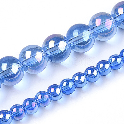 Electroplate Transparent Glass Beads Strands GLAA-T032-T8mm-AB04-1