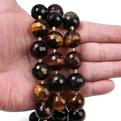 Three-Color Natural Tiger Eye Beads Strands G-C249-A29-16mm-1