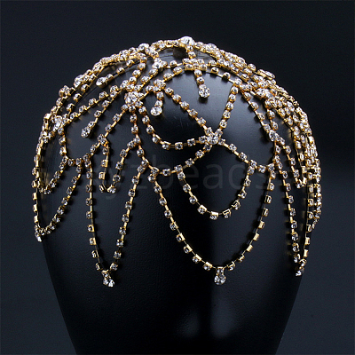 1Pc Rhinestone Mesh Headpiece Cap OHAR-WR0001-03G-1