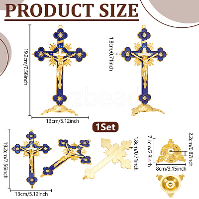 Religion Alloy Enamel Crucifix Cross Statue Display Decorations DJEW-WH0043-105E-1