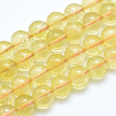 Natural Citrine Beads Strands X-G-E483-12-6mm-1