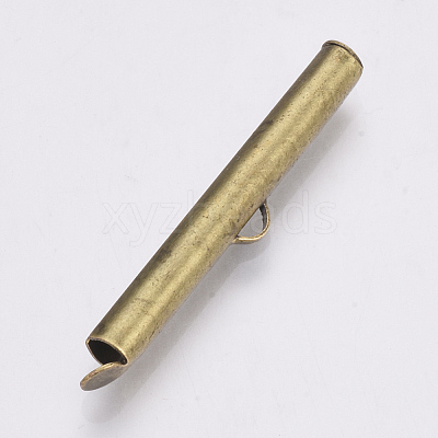 Brass Slide On End Clasp Tubes X-KK-Q747-11H-AB-1