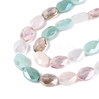 Electroplate Imitation Jade & Opaque & Transparent Glass Beads Strands EGLA-Q135-8x11MM-01C-1