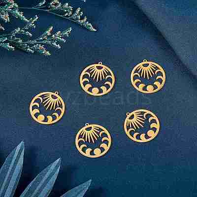 5Pcs Ion Plating(IP) 201 Stainless Steel Pendants STAS-SZ0002-07G-1