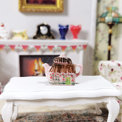 Porcelain Miniature Teapot with Lid Ornaments PORC-PW0001-051-1