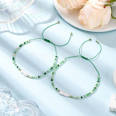 Natural Keshi Pearl & Glass Beads Braided Bead Bracelets for Women BJEW-JB12369-1