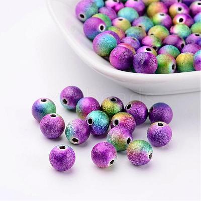 Colorful Round Spray Painted Acrylic Beads Mix X-PB25P9284-1