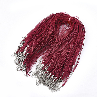 Waxed Cord and Organza Ribbon Necklace Making NCOR-T002-163-1