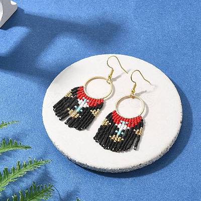 Glass Seed Braided Chandelier Earrings EJEW-MZ00087-1
