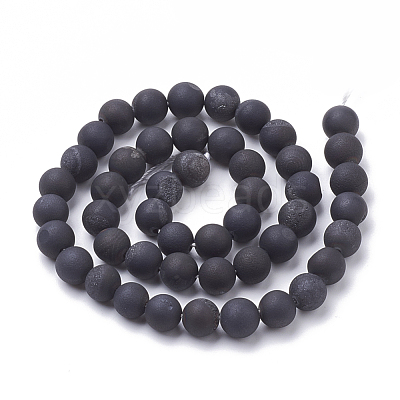 Electroplate Natural Druzy Geode Weathered Agate Beads Strands G-S284-8mm-01-1