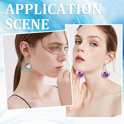 Blank Dome 316 Surgical & 304 Stainless Steel Dangle Earrings DIY Making Kit DIY-SC0024-45-1