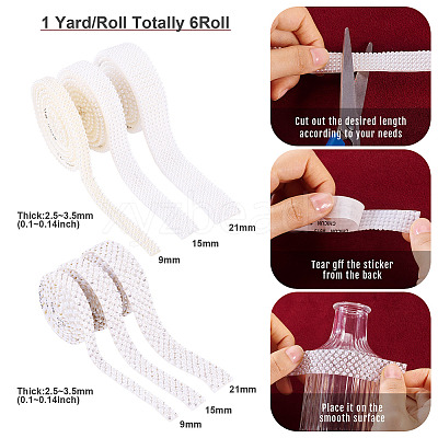 6Pcs Self Adhesive Resin Rhinestone & Plastic Tape DIY-TA0011-68-1