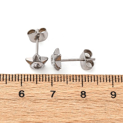 304 Stainless Steel Clear Cubic Zirconia Stud Earrings EJEW-Q044-06P-1