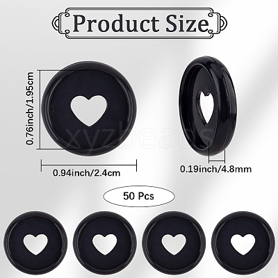 50Pcs Flat Round Heart Acrylic Loose Leaf Ring Round Binder Discs DIY-CP0012-14-1