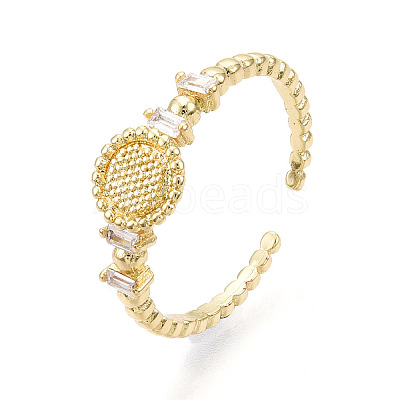 Brass Micro Pave Clear Cubic Zirconia Cuff Rings for Women KK-T070-113-1