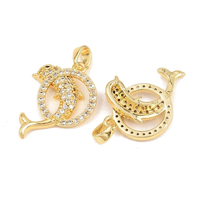 Brass Micro Pave Cubic Zirconia Pendants CU-CBA415D-09G-03-1