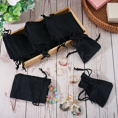 20Pcs Rectangle Polyester Imitation Burlap Packing Pouches Drawstring Bags ABAG-TA0001-95D-1