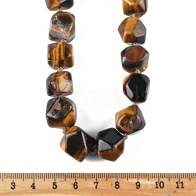 Natural Tiger Eye Nuggets Beaded Necklaces for Women Men NJEW-K388-01J-1